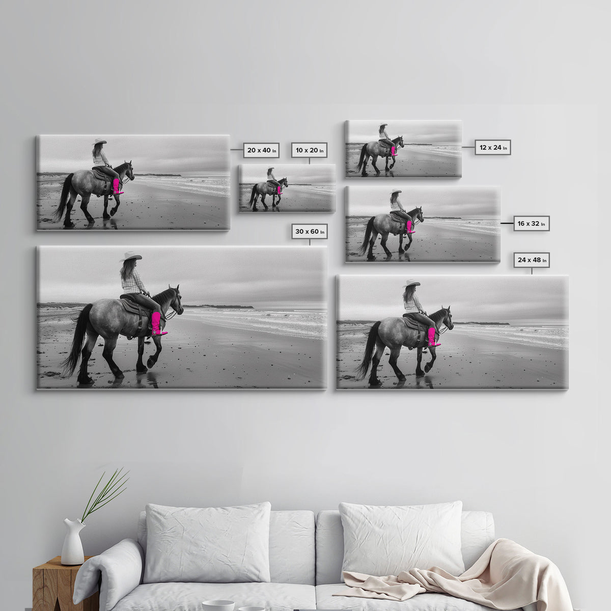 Framed Canvas Print of Highland Cow in Winter Hat, Fun and Quirky Wall Art for Living Room or Bedroom, Unique Decor