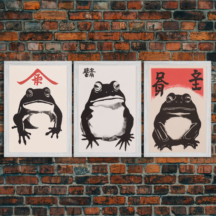Japanese Set of 3 Frog Prints, Japanese Prints, Vintage Art, Japanese Frog, Matsumoto Hoji  Inspired Wall Decor, Modern Art, Wabi Sabi
