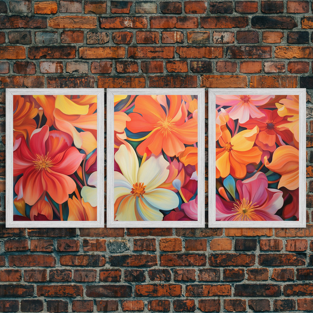 Floral Wall Art, Colorful Wall Art, Botanical Art Print, Canvas Print, Wall Art, 3 Piece Wall Art, Birthday Gift, Kitchen Wall Decor