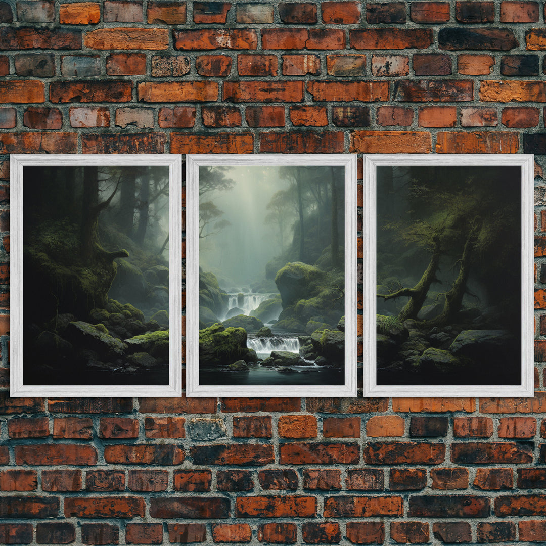 Framed Canvas Wall Art Set of 3 Green Tropical Jungle Floral Botanical Watercolor Painting Prints Modern Art Emerald Green Wall Decor