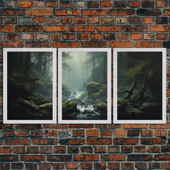 Framed Canvas Wall Art Set of 3 Green Tropical Jungle Floral Botanical Watercolor Painting Prints Modern Art Emerald Green Wall Decor