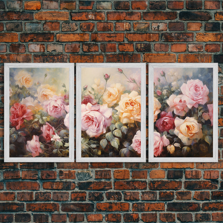 Colorful Art, Roses, Flower Wall Art, Floral Print, Canvas Print, Set Of 3 Prints, Wall Art, 3 Piece Wall Art, Office Decor, Kitchen Art