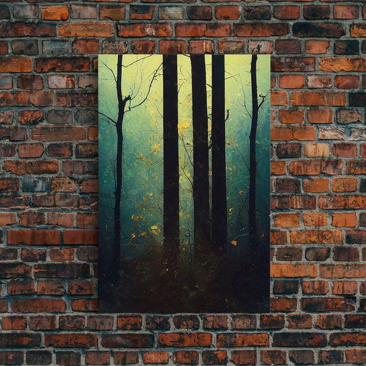 Magical Forest Oil Painting Style, Spooky Pirate Ship Art, Framed Canvas Print, Ready To Hang Framed Wall Art, Living Room Wall Hanging