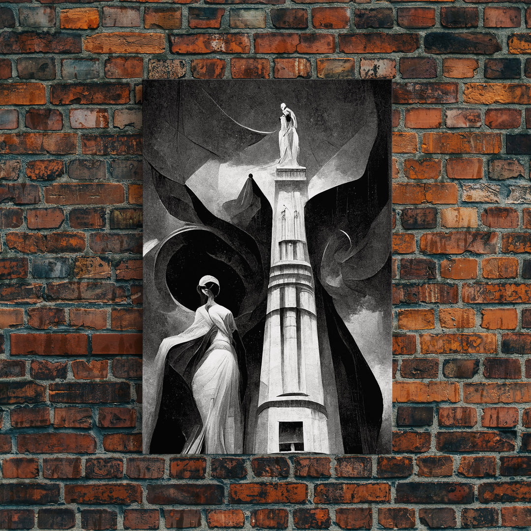 Vintage Style Art Deco Statue Study, Framed Canvas Print, Retro Style Wall Art, 1920s - 1930s style Art