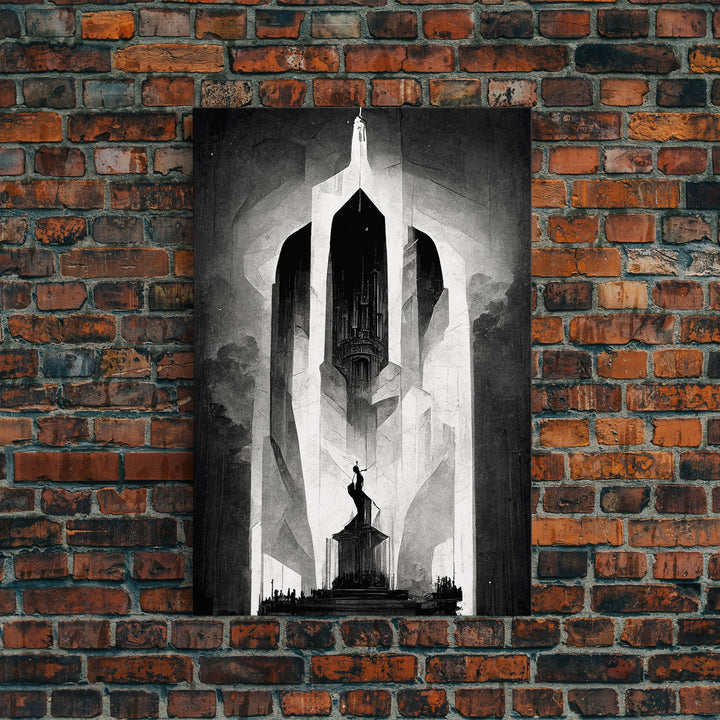 Vintage Style Art Deco Statue Study, Framed Canvas Print, Retro Style Wall Art, 1920s - 1930s style Art