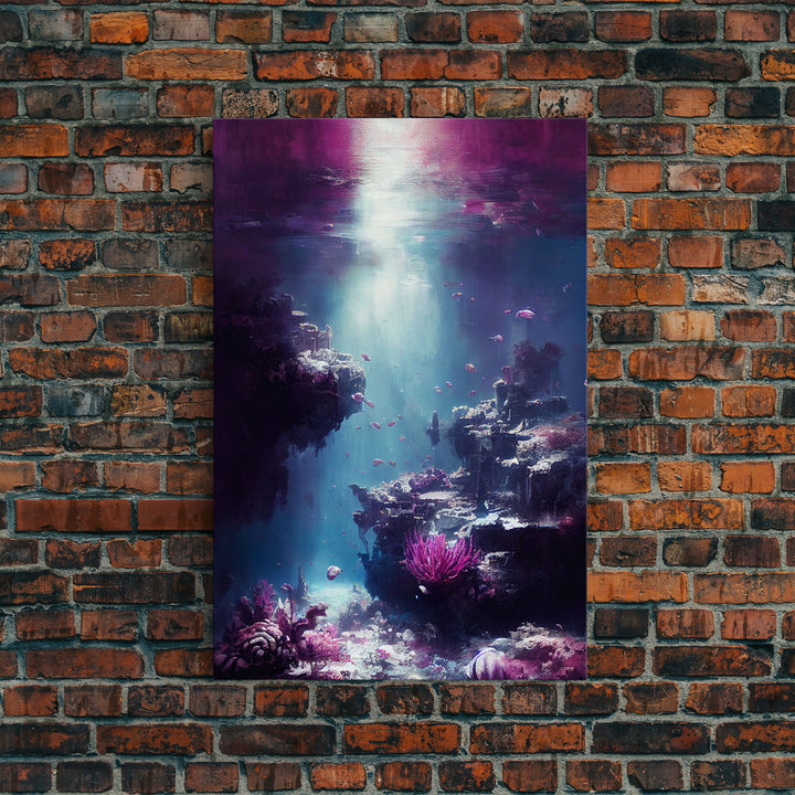 Under The Sea, Coral Reef Art, Framed Canvas Print