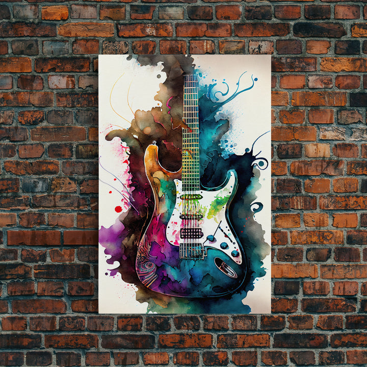 Electric Color Explosion Guitar Painting for Wall Decor, Vintage Guitar Lover Gift for Musical Wall Decor, Guitar Artwork Gift for Men