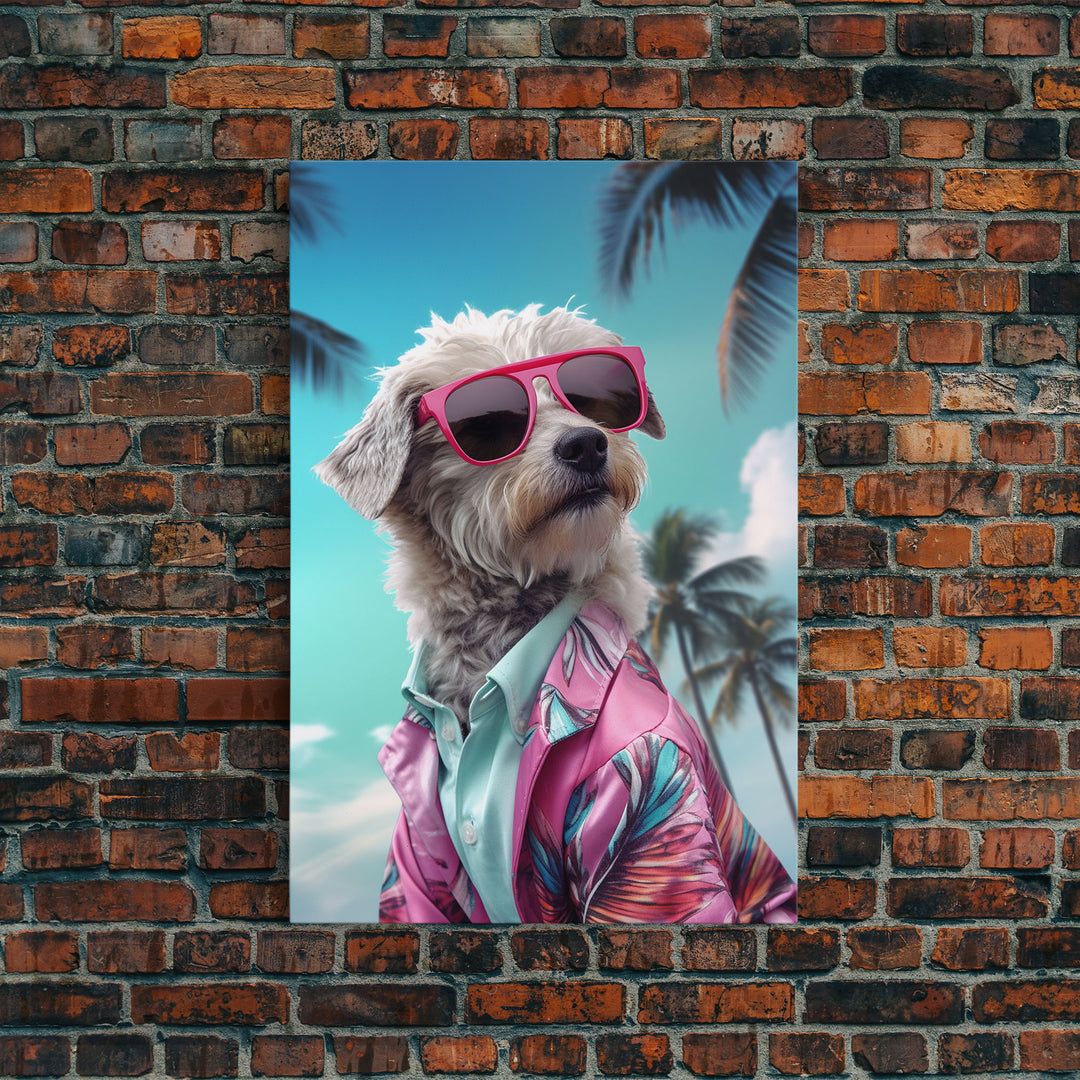 Shih Tzu Wall Print, Dog Wall Art, Dog Sunglasses, Pink Floral Suit, Funny Wall Art, Framed Wall Art, Framed Canvas, Wall Print, Wall Canvas