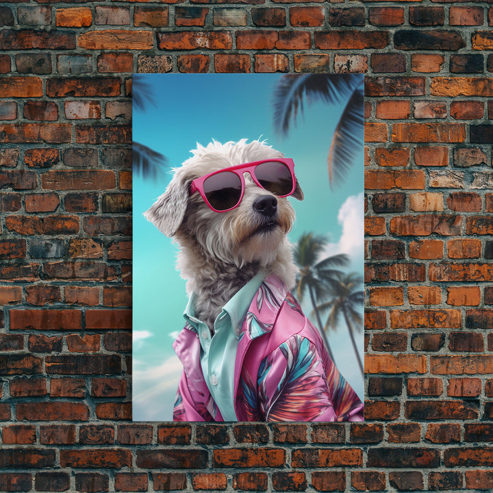 Shih Tzu Wall Print, Dog Wall Art, Dog Sunglasses, Pink Floral Suit, Funny Wall Art, Framed Wall Art, Framed Canvas, Wall Print, Wall Canvas