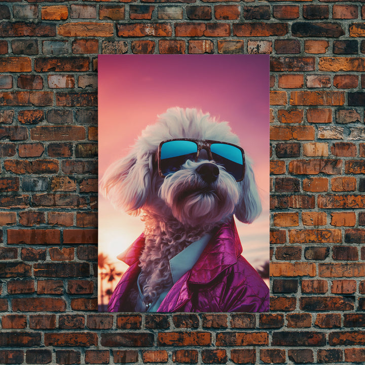 Poodle Wall Print, Dog Wall Art, Dog Sunglasses, Dog In Pink Suit, Funny Art, Framed Wall Art, Framed Canvas, Wall Print, Wall Canvas