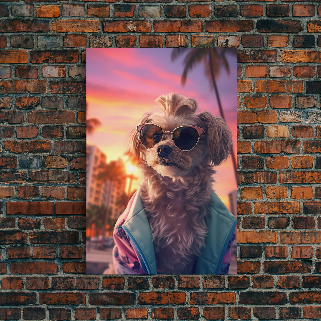 Shih Tzu In Sunglasses Blue Tracksuit Wall Print, Dog Portrait, Dog Art Print, Framed Wall Art, Framed Canvas, Wall Print, Wall Canvas