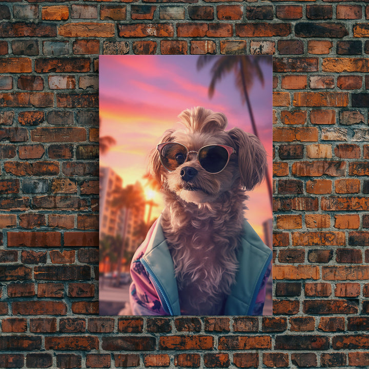 Shih Tzu In Sunglasses Blue Tracksuit Wall Print, Dog Portrait, Dog Art Print, Framed Wall Art, Framed Canvas, Wall Print, Wall Canvas