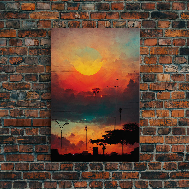 Los Angeles, California at sunset, canvas print, ready to hang wall art