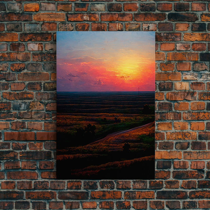 Sunset Over a Texas Field, Canvas Print, Landscape Art, Ready To Hang Wall Art