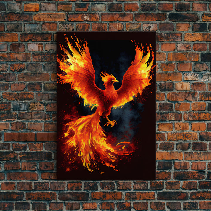 Phoenix Print on Canvas , Floating Frame, Modern Wall Art, Extra Large Canvas Wall Art, Rebirth and Renewal