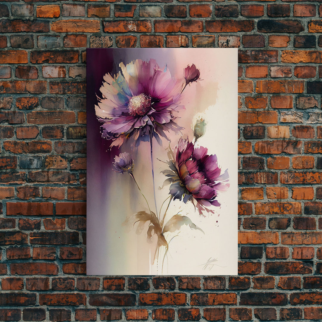 Vintage Style Framed Canvas Art  // Vintage Floral Print // Vintage White Roses Painting // Still Life Botanical Farmhouse print // Flower