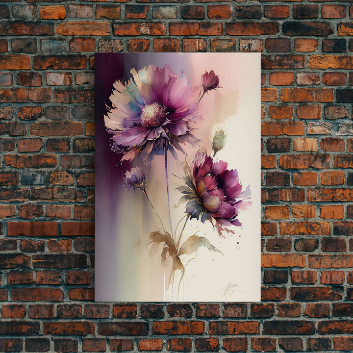 Vintage Style Framed Canvas Art  // Vintage Floral Print // Vintage White Roses Painting // Still Life Botanical Farmhouse print // Flower