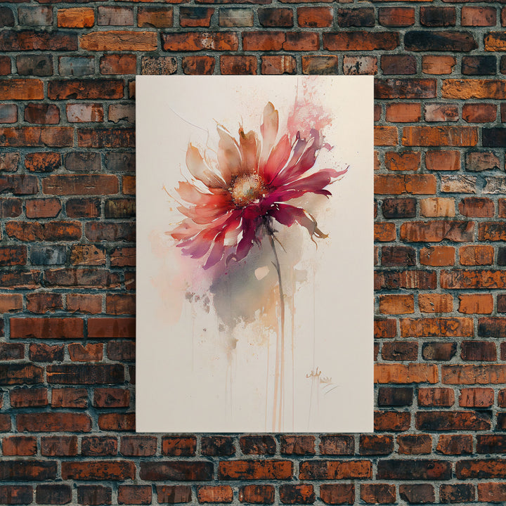 Vintage Style Framed Canvas Art, Vintage Floral Print, Vintage White Roses Painting, Still Life Botanical Farmhouse print, Red Flower Art