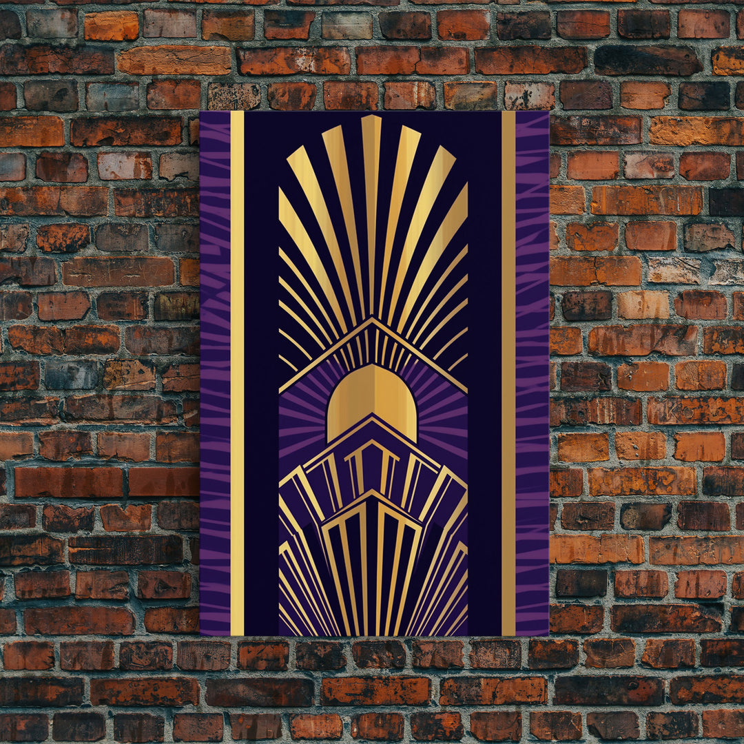 Midcentury Modern Wall art - Framed Canvas Print - Art Deco - Wall art - Purple & gold art - Ornament art - Patterns art - Geometric art