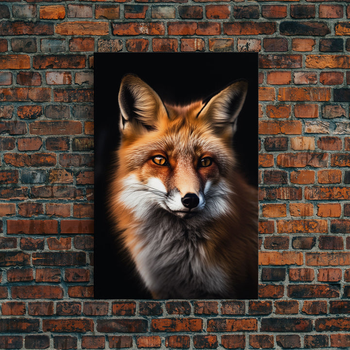 Portrait of a Red Fox, Framed Canvas Print, Framed Wall Art, Fox Photography, Wild Life Art
