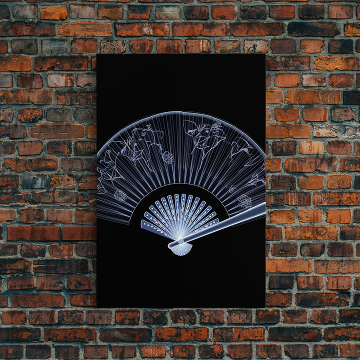 Folding Fan Wall Art, Chinese Art Print, White Fan, Black And White, Minimalist Print, Wall Decor, Canvas Print, Wall Art, Framed Canvas