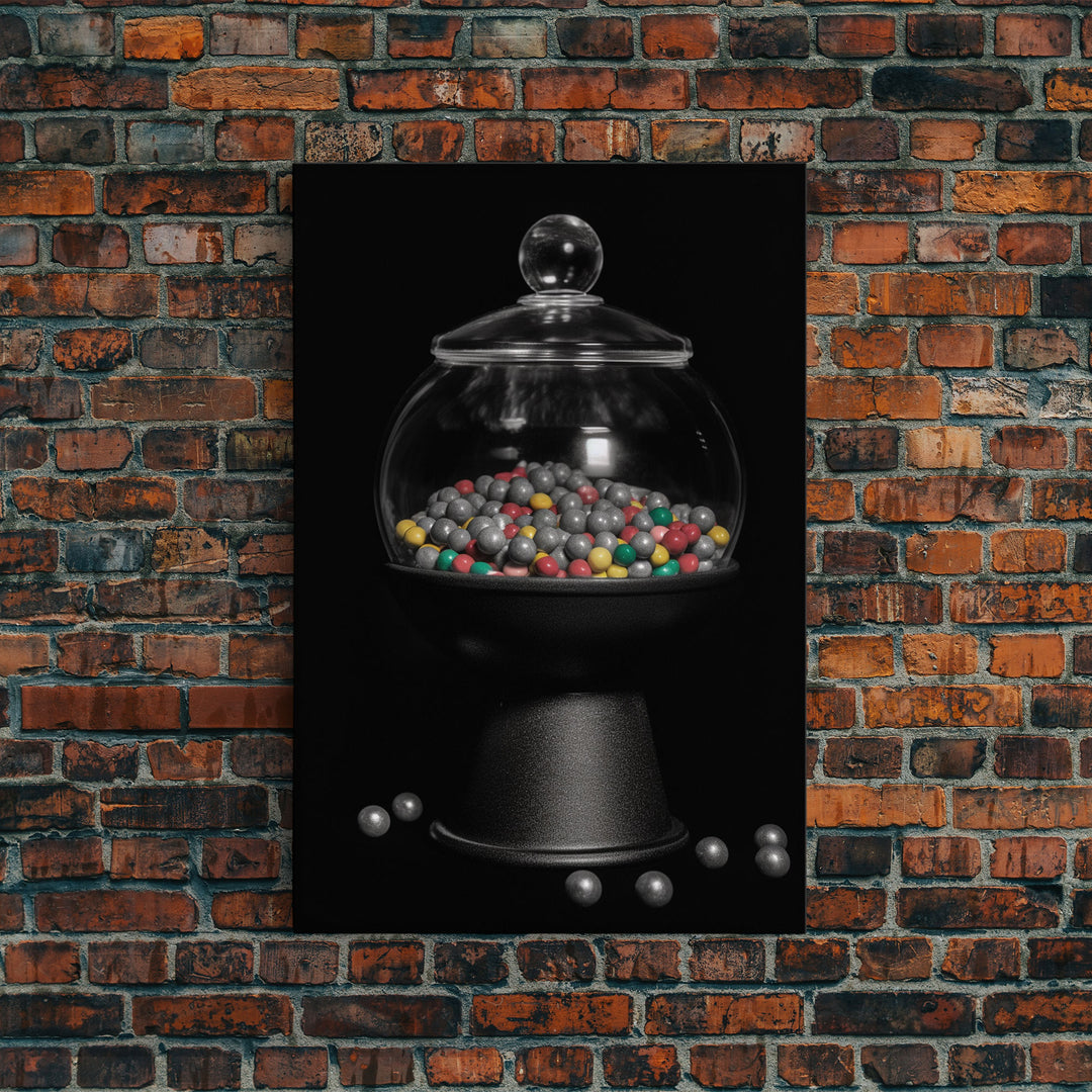 Gumball Machine Wall Art, Candy Dispenser Wall Decor, Kitchen Art, Minimalist Print, Wall Decor, Canvas Print, Wall Art, Framed Canvas