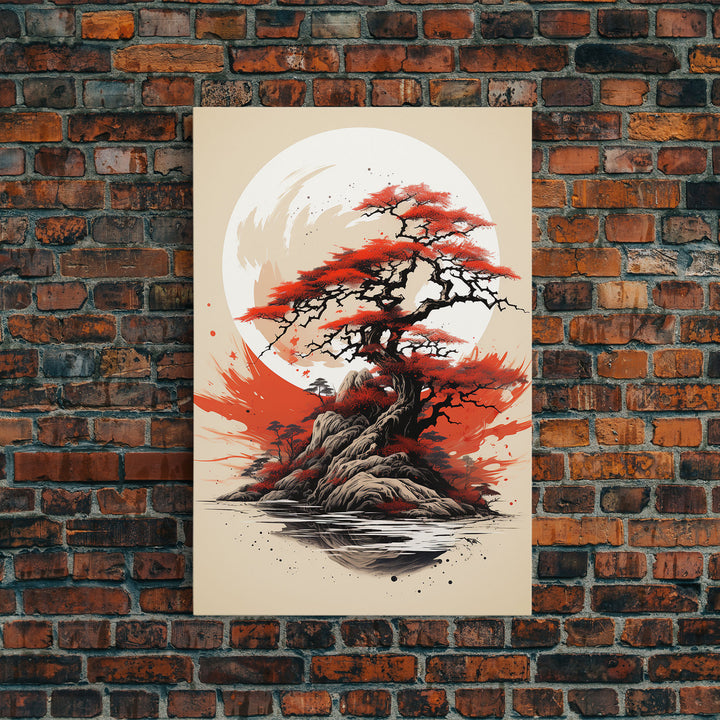 Japanese Wall Art, Japanese Maple Tree, Framed Canvas Print, Japanese Art, Japanese Hanging Wall Art