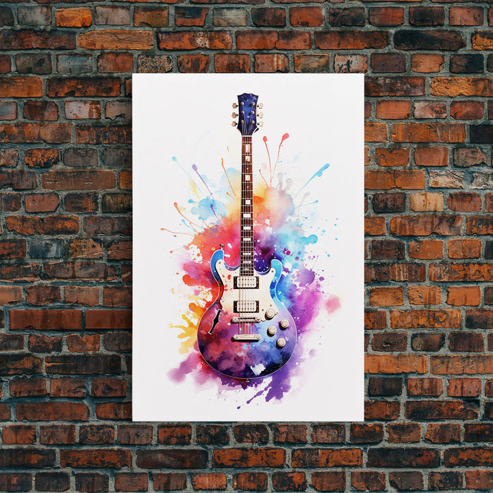 Rock N Roll Art, Classic Electric Guitar Print, Studio Gift, Musician Gift, Music Wall Art, Framed Canvas Print, Rock And Roll