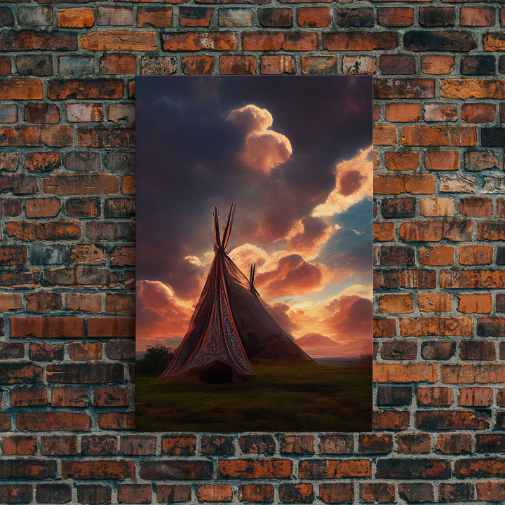 Native American Tipi Wall Art, Poster Print, Fine Art Paper Print, Early American Style Wall Decor