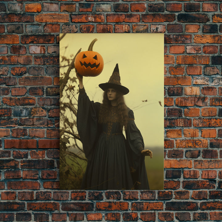 The Witch, Spooky Victorian Witch Photography Daguerreotype, Tin Type, Framed Canvas Print, Victorian Witches, Halloween Decor