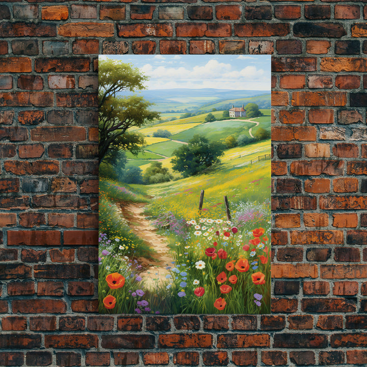 Countryside Wall Art, Wildflowers Wall Art, Meadow Wall Print, Canvas Print, Wall Art, Vertical Art, Country Wall Art, Landscape Art