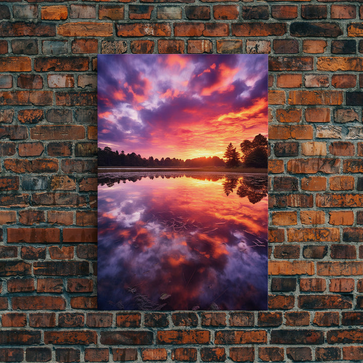 Lake Wall Art, Water Reflection, Landscape Wall Art, Sunset Wall Art, Canvas Print, Wall Art, Vertical Art, Nature Wall Art, Wall Hanging