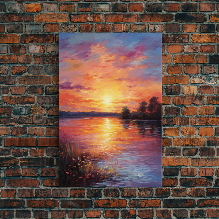 Sunset Wall Art, River Art Print, Landscape Wall Art, Nature Print, Canvas Print, Wall Art, Vertical Art, Going Away Gift, Over Bed Wall Art