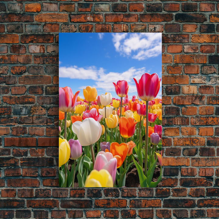 Flower Wall Art, Colorful Wall Art, Tulip Print, Canvas Print, Wall Art, Vertical Art, Friendship Gift, College Dorm Decor, Farmhouse Art