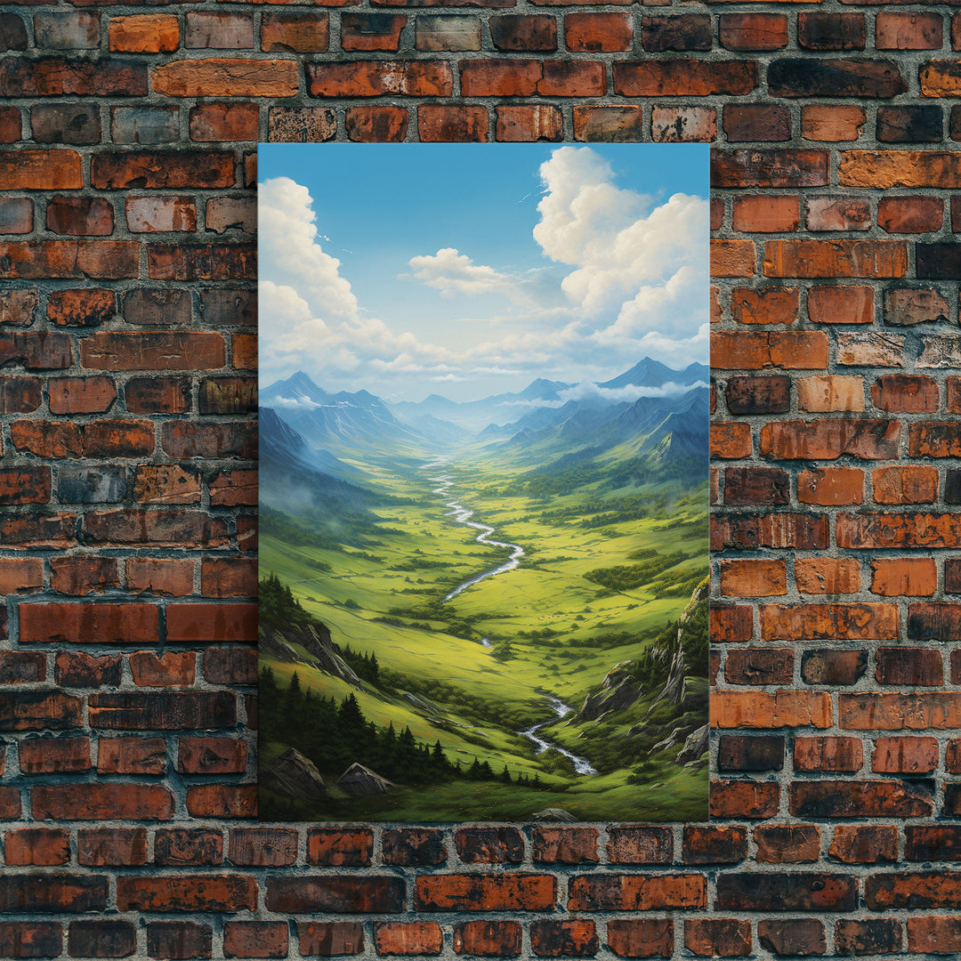 Mountains Wall Art, Valley Art, River Wall Print, Canvas Print, Wall Art, Vertical Art, Realtor Thank You, Home Wall Decor, Dorm Room Art