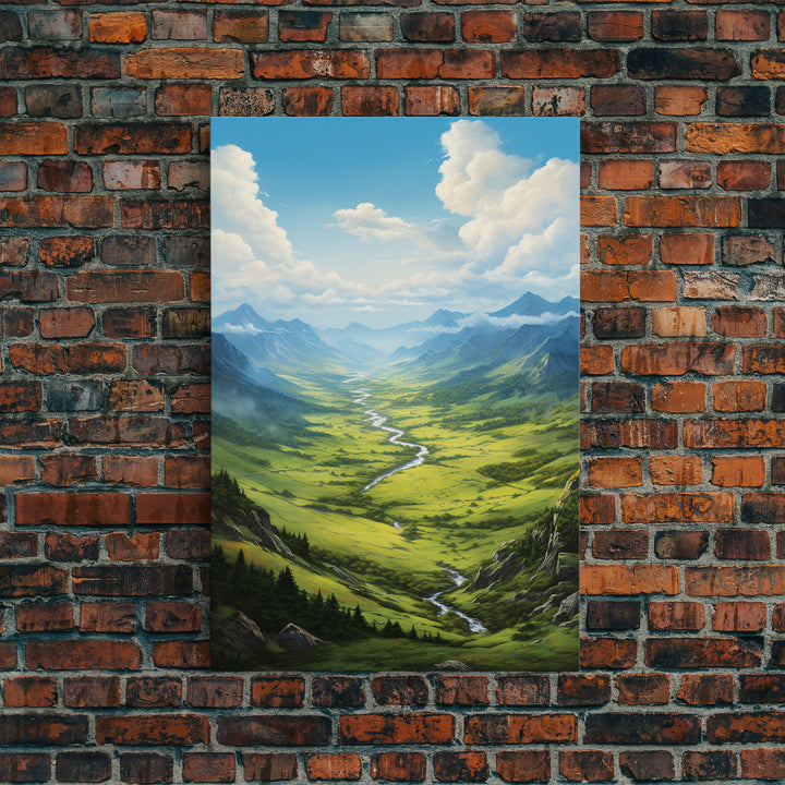 Mountains Wall Art, Valley Art, River Wall Print, Canvas Print, Wall Art, Vertical Art, Realtor Thank You, Home Wall Decor, Dorm Room Art