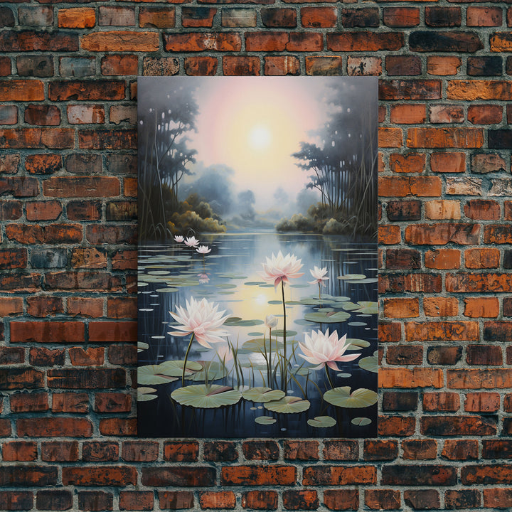 Lake Wall Art, Lotus Wall Print, Sunset Print, Canvas Print, Wall Art, Vertical Art, Birthday Gift, Country Home Art, Bedroom Teen Girl Art