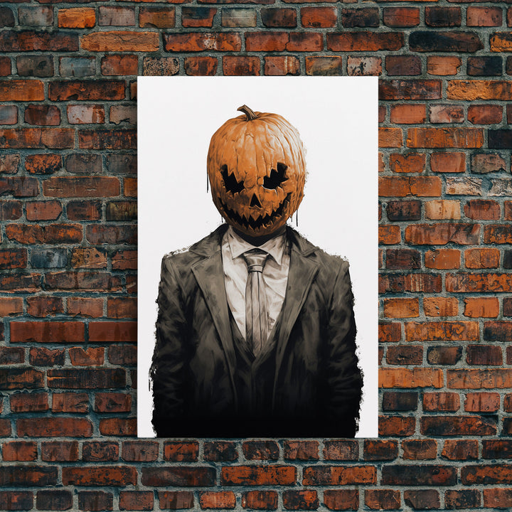 Portrait Of Jack - The Jack O Lantern Man, Vintage Halloween Art, Macabre Halloween Decoration, Dark Macabre, Goth Art, Pumpkin Patch Horror