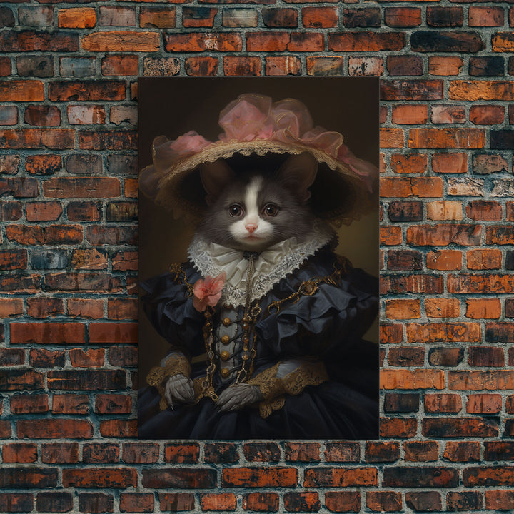 Cute Halloween Weasel Painting, Vintage Canvas, Art Canvas Print, Dark Academia, Weasel Art, Halloween Decor, Goth Art
