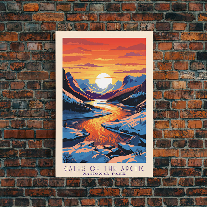 Gates Of The Arctic  National Park Travel Art, National Park Print, Minimalist Travel Art, Midcentury Modern Style Landscape Painting