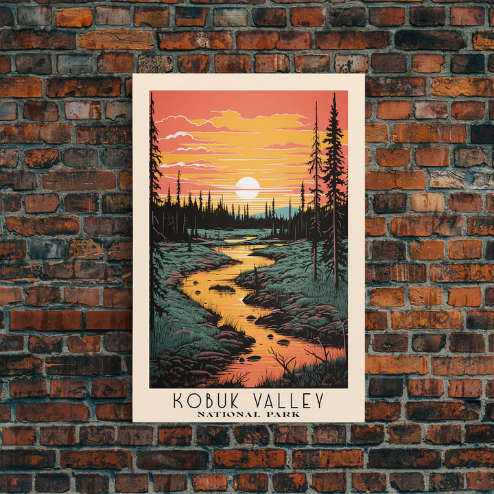 Kobuk Valley National Park Alaska Travel Art, National Park Print, Minimalist Travel Art, Midcentury Modern Style Landscape Painting