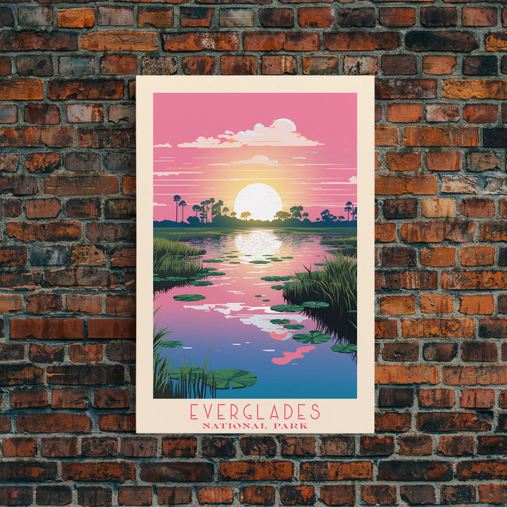 Everglades National Park Florida Travel Art, National Park Print, Minimalist Travel Art, Midcentury Modern Style Landscape Painting