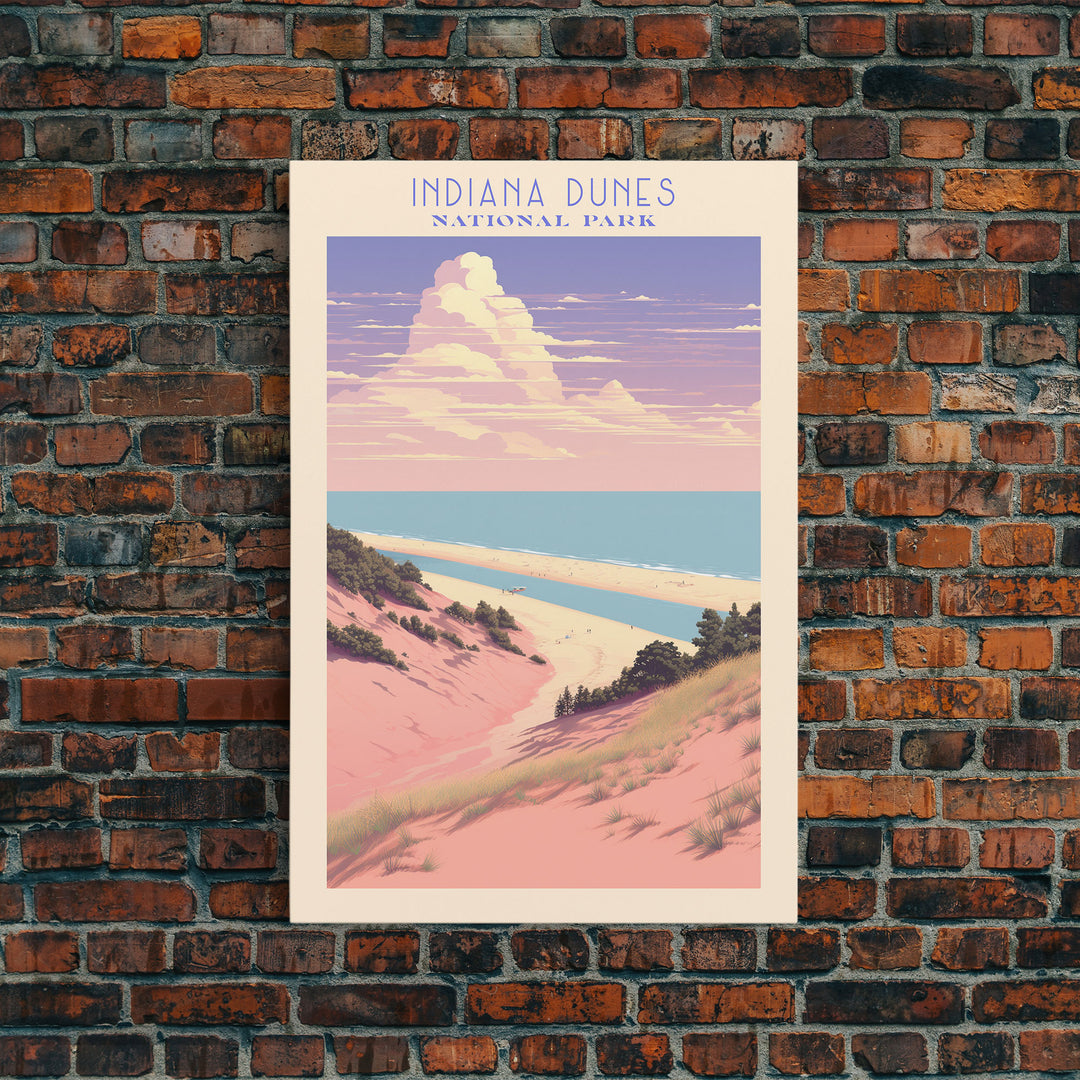 Indiana Dunes National Park Indiana Travel Art, National Park Print, Minimalist Travel Art, Midcentury Modern Style Landscape Painting