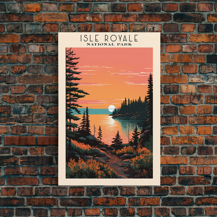 Isle Royale National Park Travel Poster Art, Canvas Print Wall Art, Michigan Travel Art, Midcentury Modern Travel Decor, Wall Art