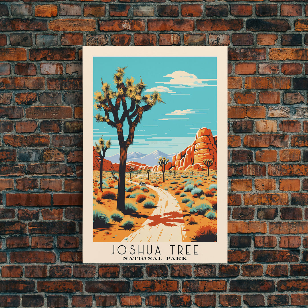 Joshua Tree National Park California Travel Art, National Park Print, Minimalist Travel Art, Midcentury Modern Style Landscape Painting