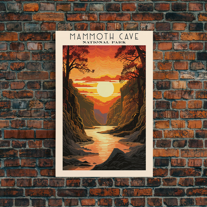 Mammoth Cave National Park Kentucky Travel Art, National Park Print, Minimalist Travel Art, Midcentury Modern Style Landscape Painting