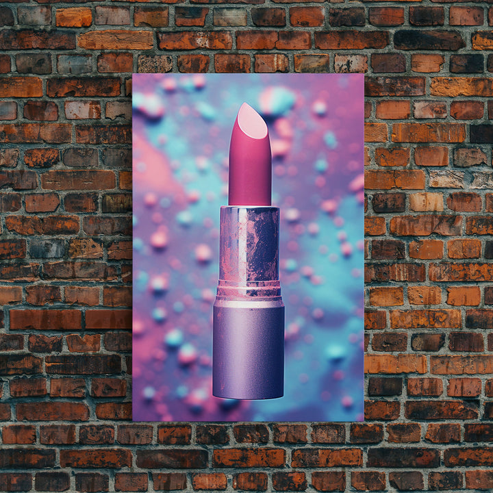 Red Lipstick Wall Art, Framed Canvas Print, Liminal Spaces, Vaporwave Aesthetic Wall Art, Girl Room Decor, Girl's Dorm Room