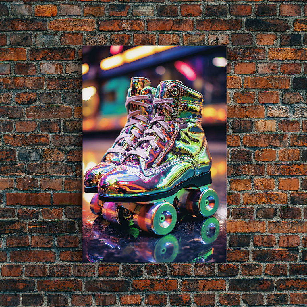 Roller Skates, Roller Derby, Retro Wall Art, Canvas Print, Wall Hanging, Portrait Art, Preppy Wall Art, Anniversary Gift, Office Prints