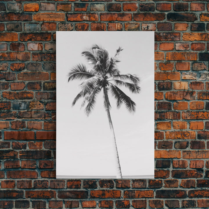 Palm Tree Wall Art, Tropical Art, Minimalist Art, Canvas Print, Wall Hanging, Portrait Art, Black And White Art, Living Room Wall Art