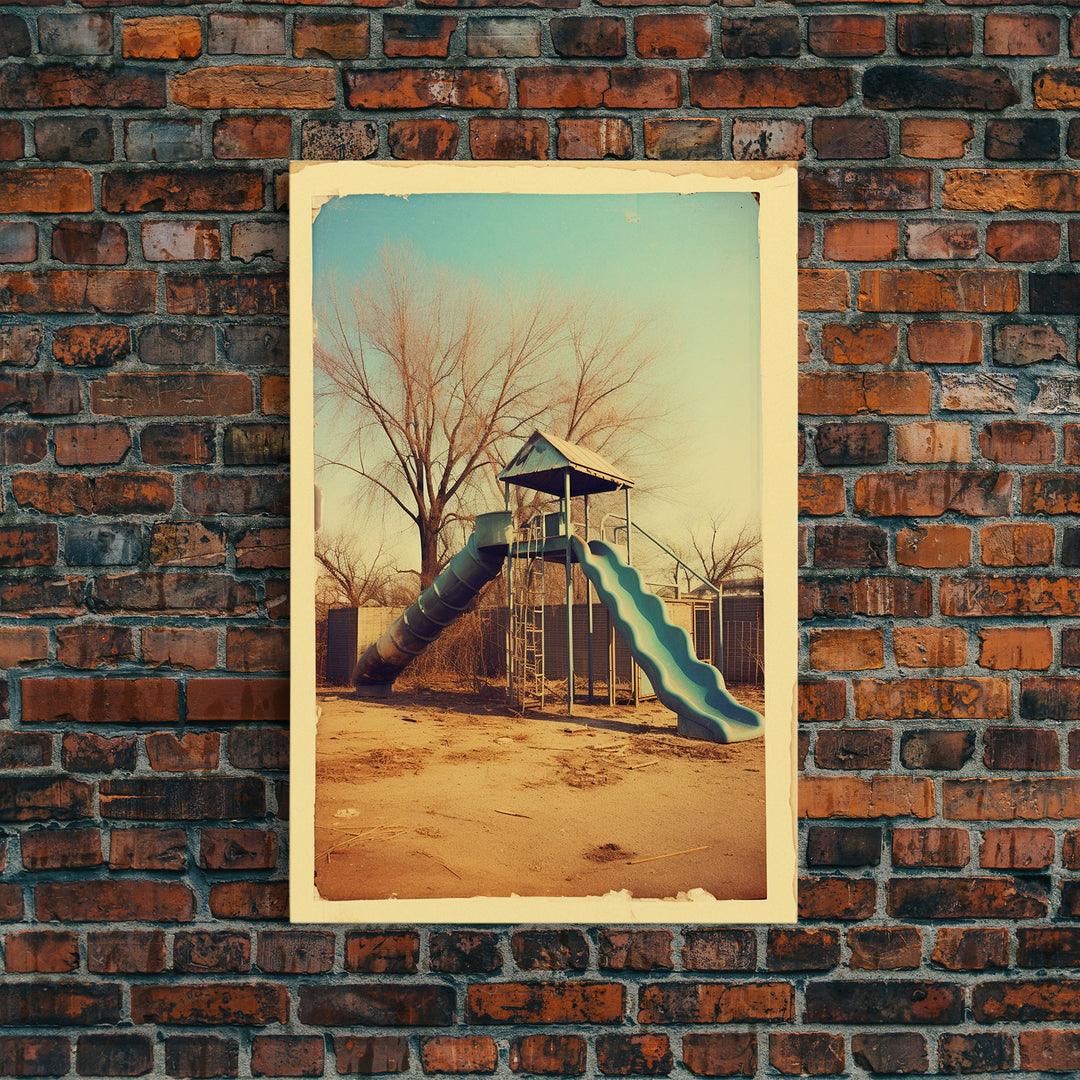 Playground, Nursery Wall Art, Playroom Art, Park, Slide, Canvas Print, Wall Hanging, Portrait Art, New Home Gift, Living Room Prints